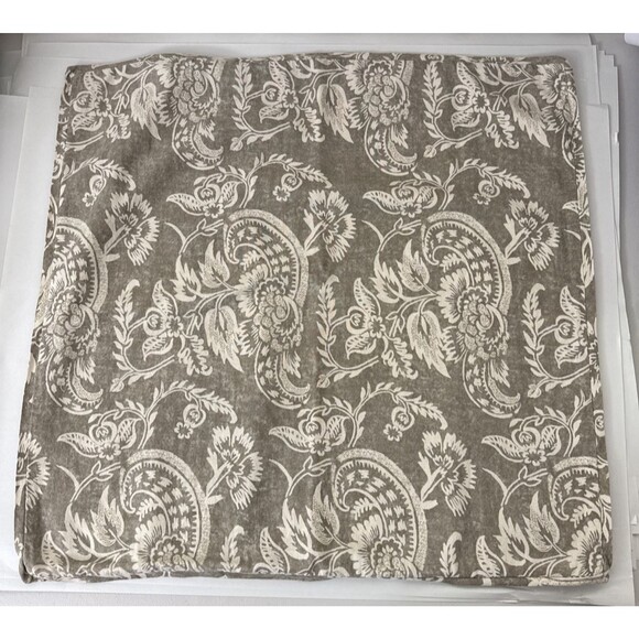 Pottery Barn Alessandra Scroll Pillow Sham 26"x26" Tan Cream Linen Blend Paisley - Picture 1 of 9